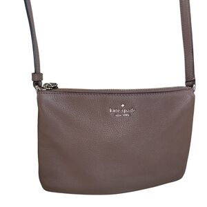 Kate Spade Taupe Leather Crossbody Bag With Adjustable Strap